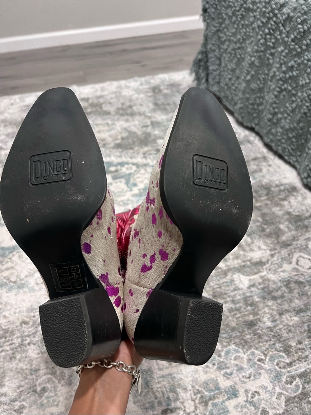 Dingo Pink and White Speckled Western Heeled Boots - Picture 7 of 7